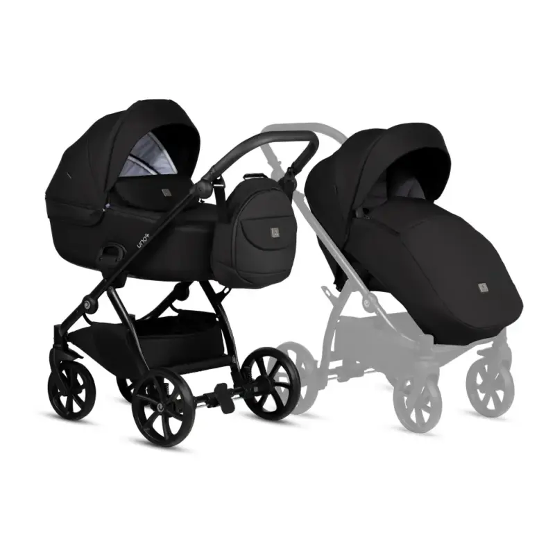 bērnu rati 2in1 Uno 5 Plus Essential 100 Charcoal ar kulbiņu un sporta daļu