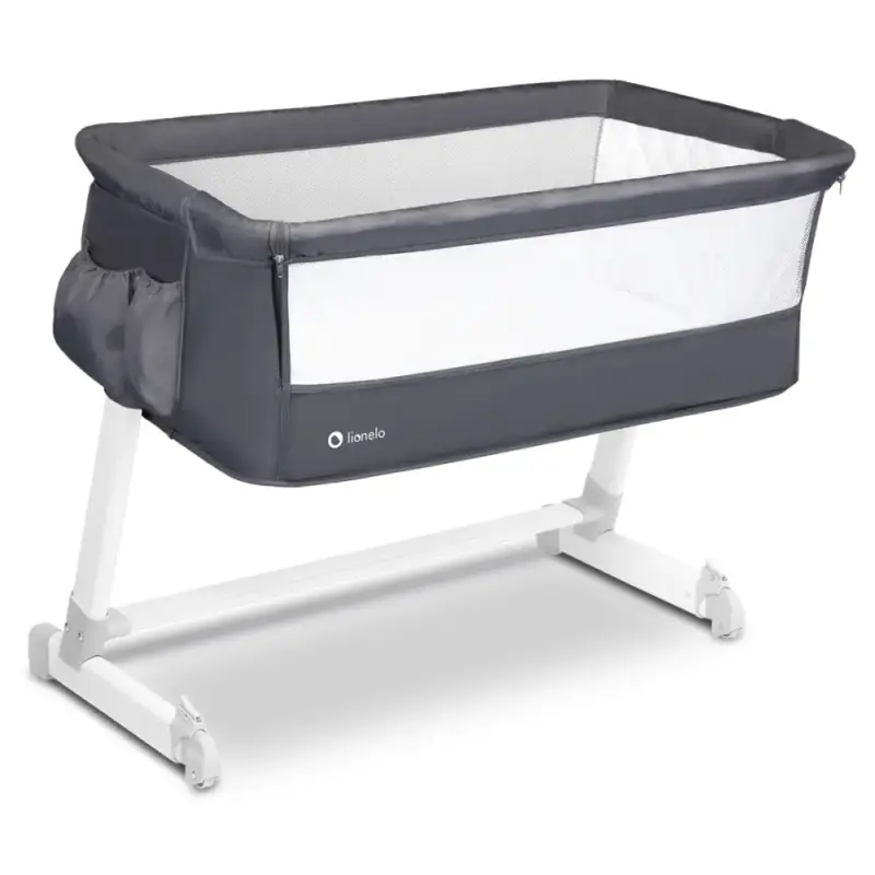 Zīdaiņu gultiņa Lionelo Theo Dark grey kopskats