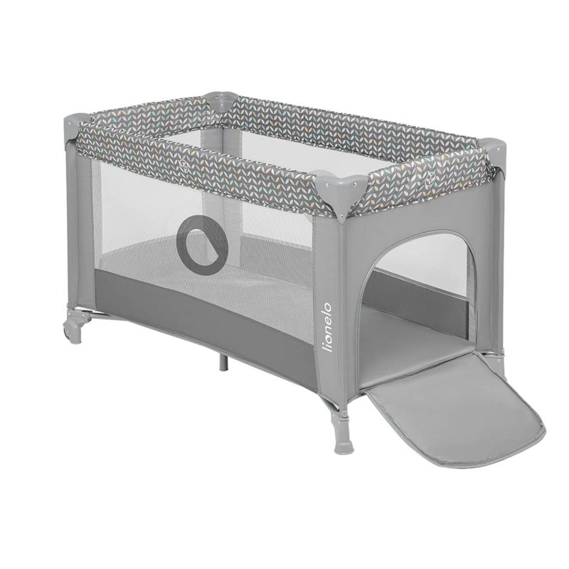Bērnu ceļojumu gultiņa Lionelo STEFI, grey concrete