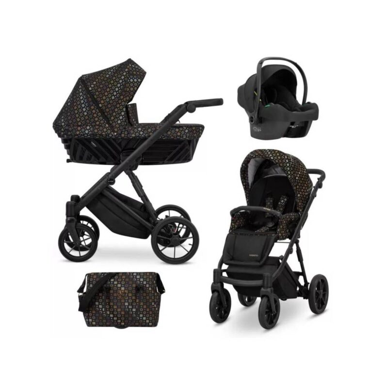 Bērnu rati 3in1 IVENTO nr. 02 black style