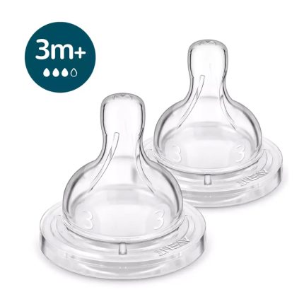 Philips Avent Pretkoliku barošanas pudeļu silikona knupīši, vidēja plūsma, 3M+ (2 gab.), 763/02