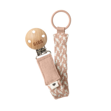 Bibs Paci Braid mānekļa turētājs - pīta siksniņa, Blush / Ivory
