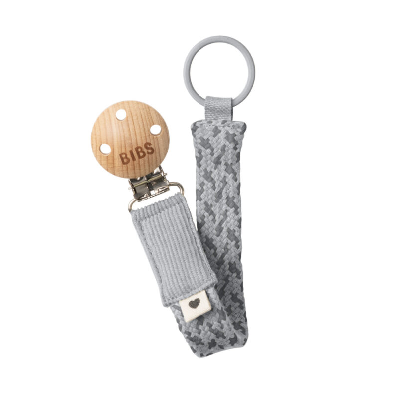 Bibs Paci Braid mānekļa turētājs - pīta siksniņa, Cloud / Iron