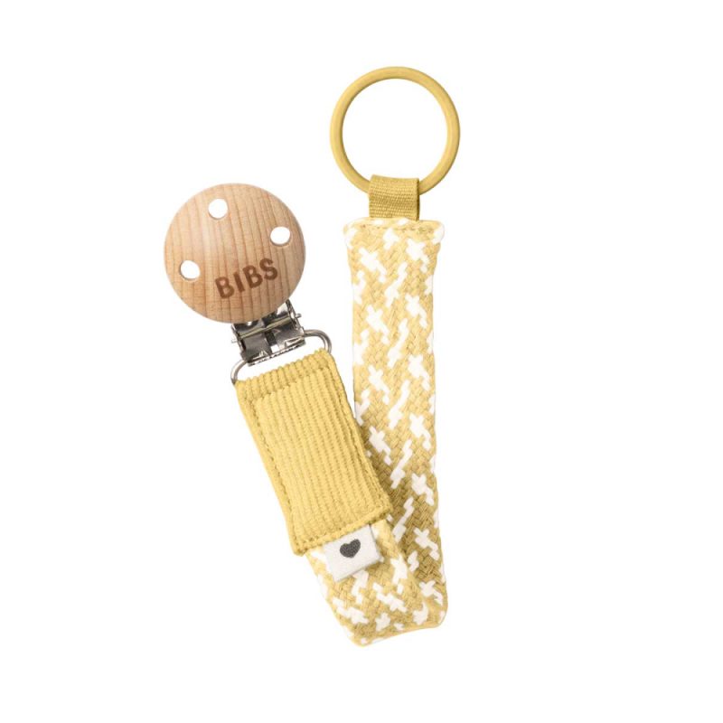 Bibs Paci Braid mānekļa turētājs - pīta siksniņa, Pale Butter / Ivory