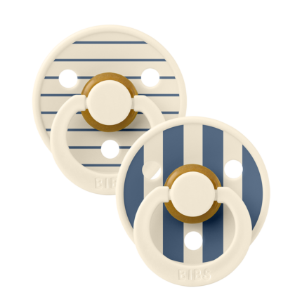 BIBS Studio apaļais knupītis Pin Ivory Steel Blue Mix