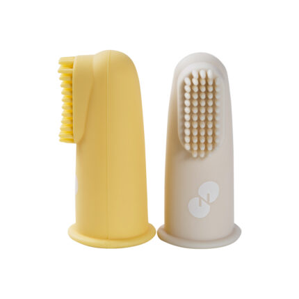 Silikona uzpirkstenis zobu tīrīšanai, yellow/beige, Nordbaby