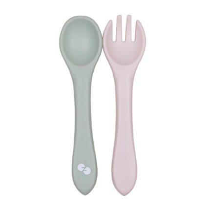 Silikona karote un dakšiņa Mint/Beige Nordbaby
