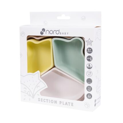 Silikona šķīvis ar nodalījumiem Yellow/Mint, Nordbaby