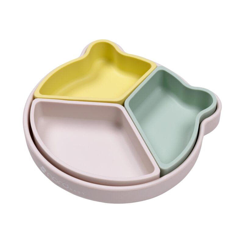 Silikona šķīvis ar nodalījumiem Yellow/Mint, Nordbaby