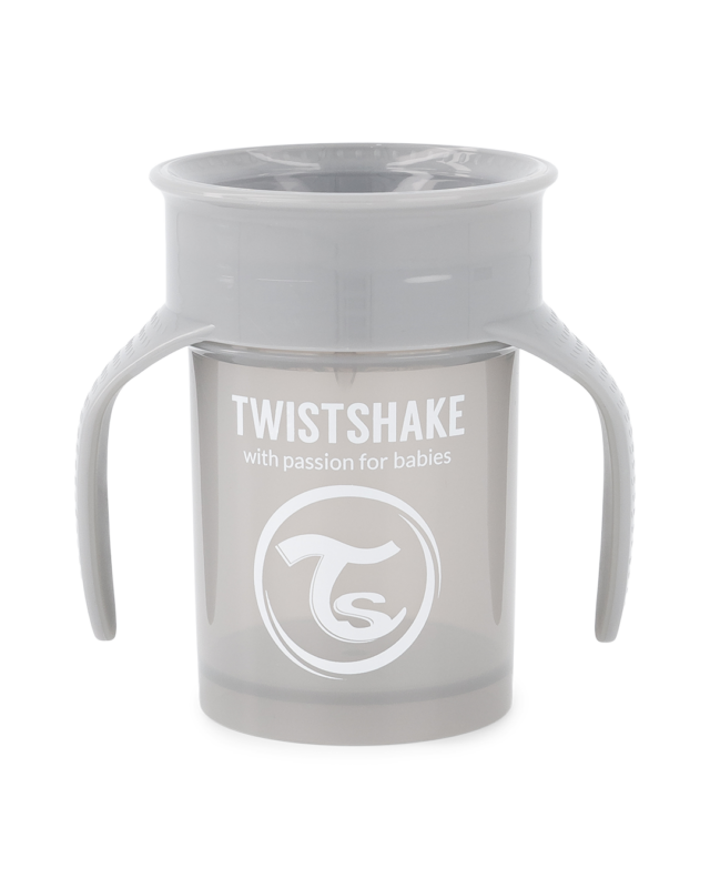 Twistshake mācību krūze 360, 6M+ Pastel Grey