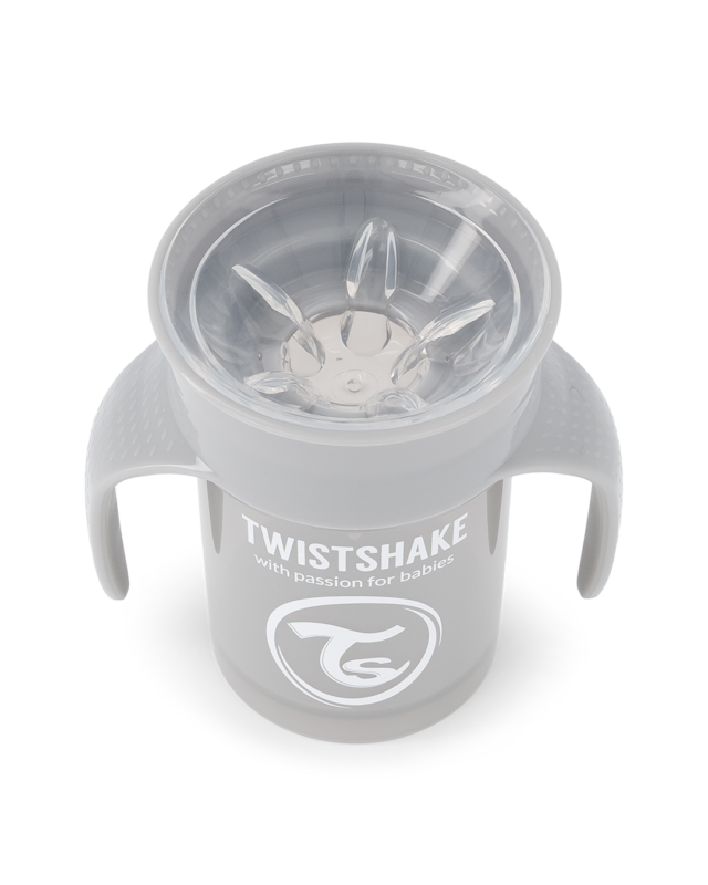 Twistshake mācību krūze 360, 6M+ Pastel Grey