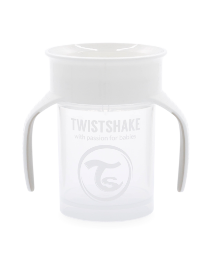 Twistshake mācību krūze 360, 6M+ White
