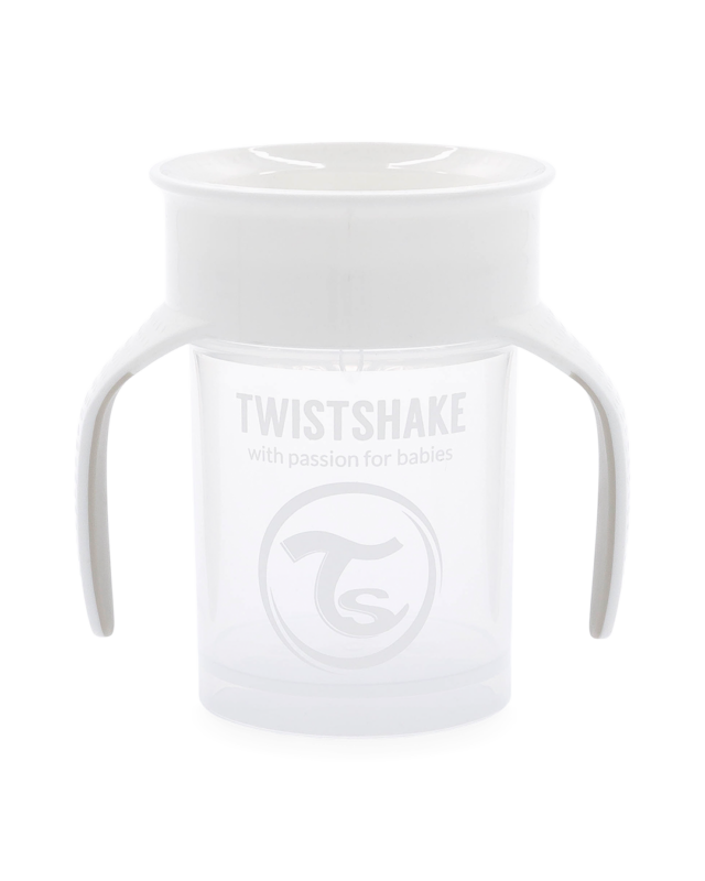 Twistshake mācību krūze 360, 6M+ White
