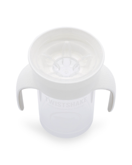 Twistshake mācību krūze 360, 6M+ White