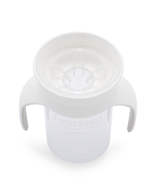 Twistshake mācību krūze 360, 6M+ White