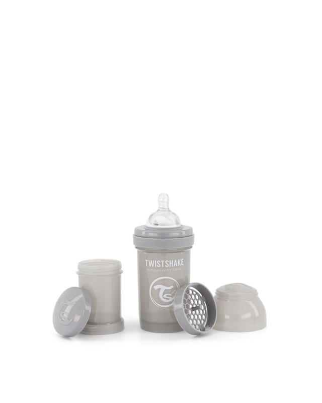 Twistshake pretkoliku pudele 180ml Pastel Grey