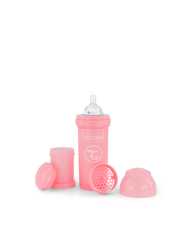 Twistshake pretkoliku pudele 260ml Pastel Pink
