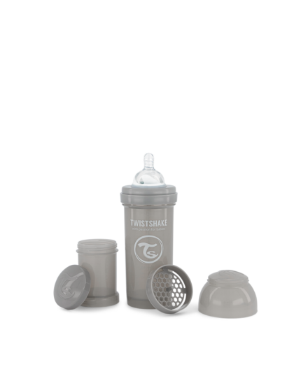 Twistshake pretkoliku pudele 260ml Pastel Grey