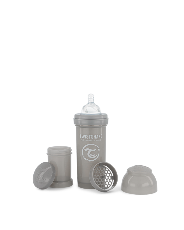 Twistshake pretkoliku pudele 260ml Pastel Grey