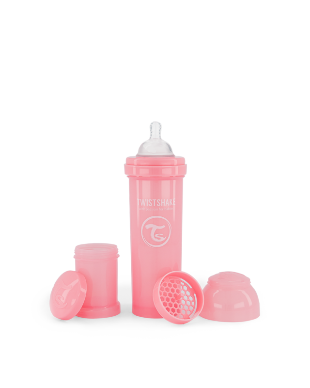 Twistshake pretkoliku pudele 330ml Pastel Pink