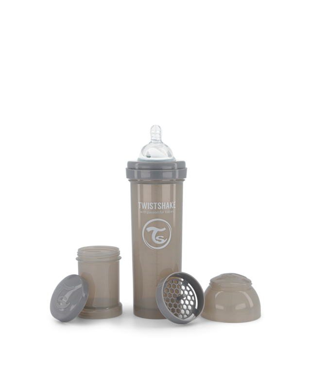 Twistshake pretkoliku pudele 330ml Pastel Grey