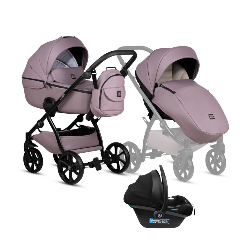Bērnu rati 3in1 Uno 5 Plus Leather, 035 Mauve