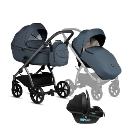 Bērnu rati 3in1 Uno 5 Plus essential 160 marine kulba ar sporta daļu un autokrēsliņu