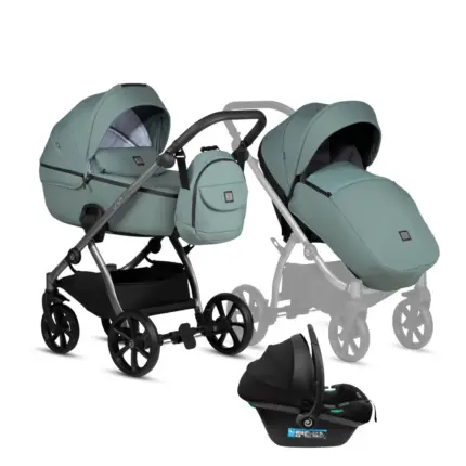 Bērnu rati 3in1 Uno 5 Plus essential 143 menta kulba sporta daļa un autokrēsls