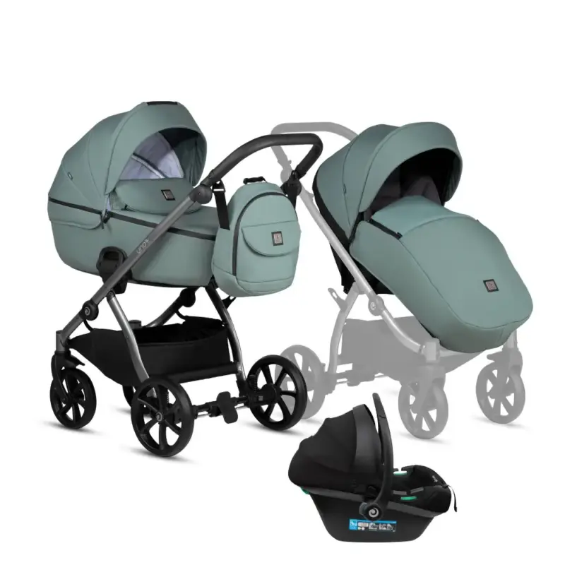 Bērnu rati 3in1 Uno 5 Plus essential 143 menta kulba sporta daļa un autokrēsls