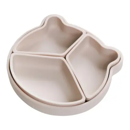Silikona šķīvis ar nodalījumiem Beige, Nordbaby