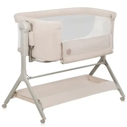 zīdaiņu gultiņa lionelo leonie plus beige sand ar atvērtu sānu