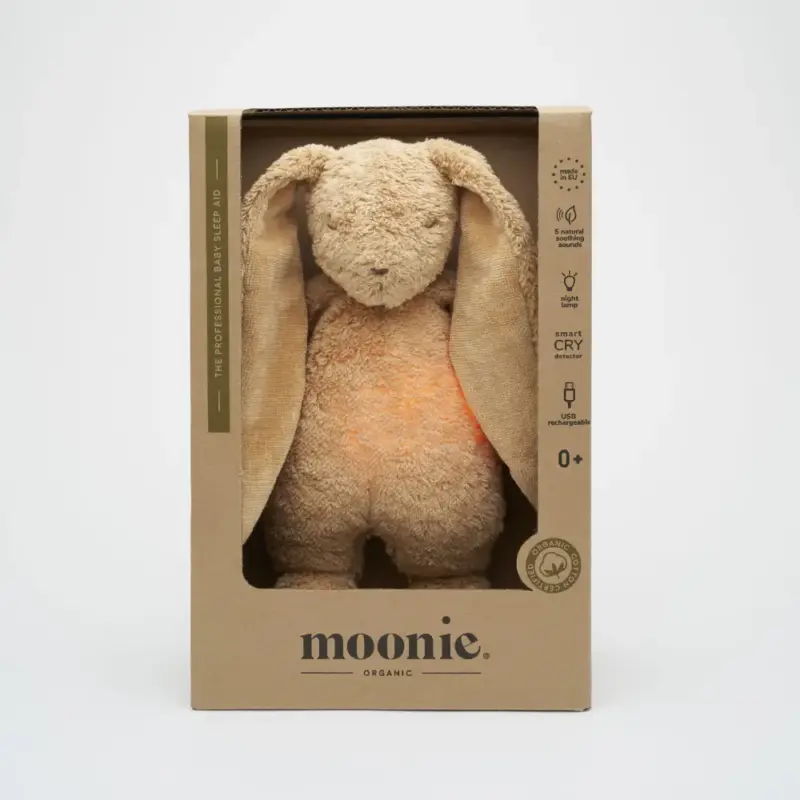 Rotaļlieta Moonie 2.0 Organic Humming Bunny, Cappuccino