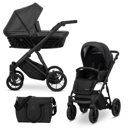 Bērnu rati 2in1 IVENTO nr. 07 black pearl (ECO āda)