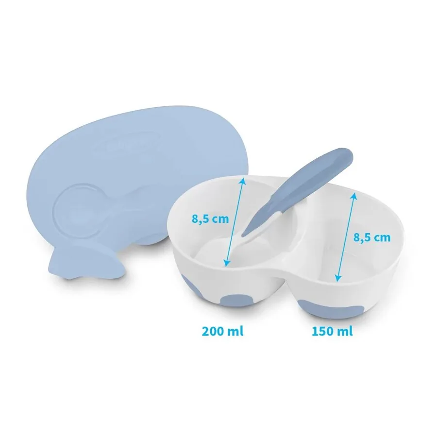 Divu nodalījumu bļoda bērniem un zīdaiņiem ar karoti, 1067/01 grey , BabyOno - Image 7