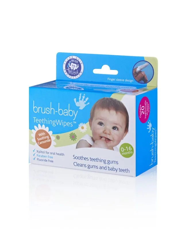 Brush-baby zobu šķilšanās salvetītes ar kumelīti, BRB109