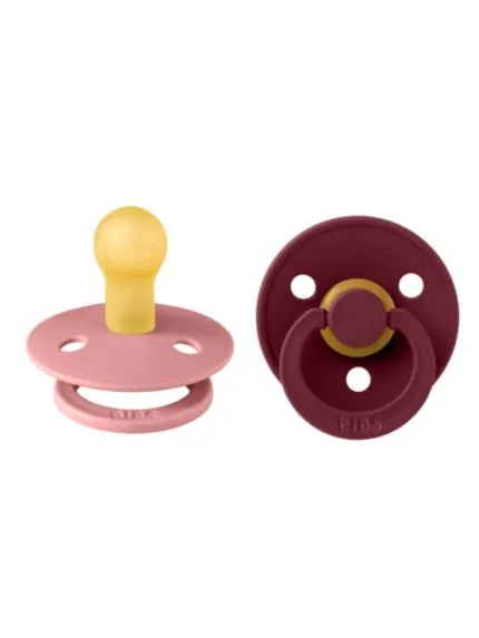 BIBS Colour apaļais knupītis 0-6 m, 2 gab., Dusty pink / Elderberry