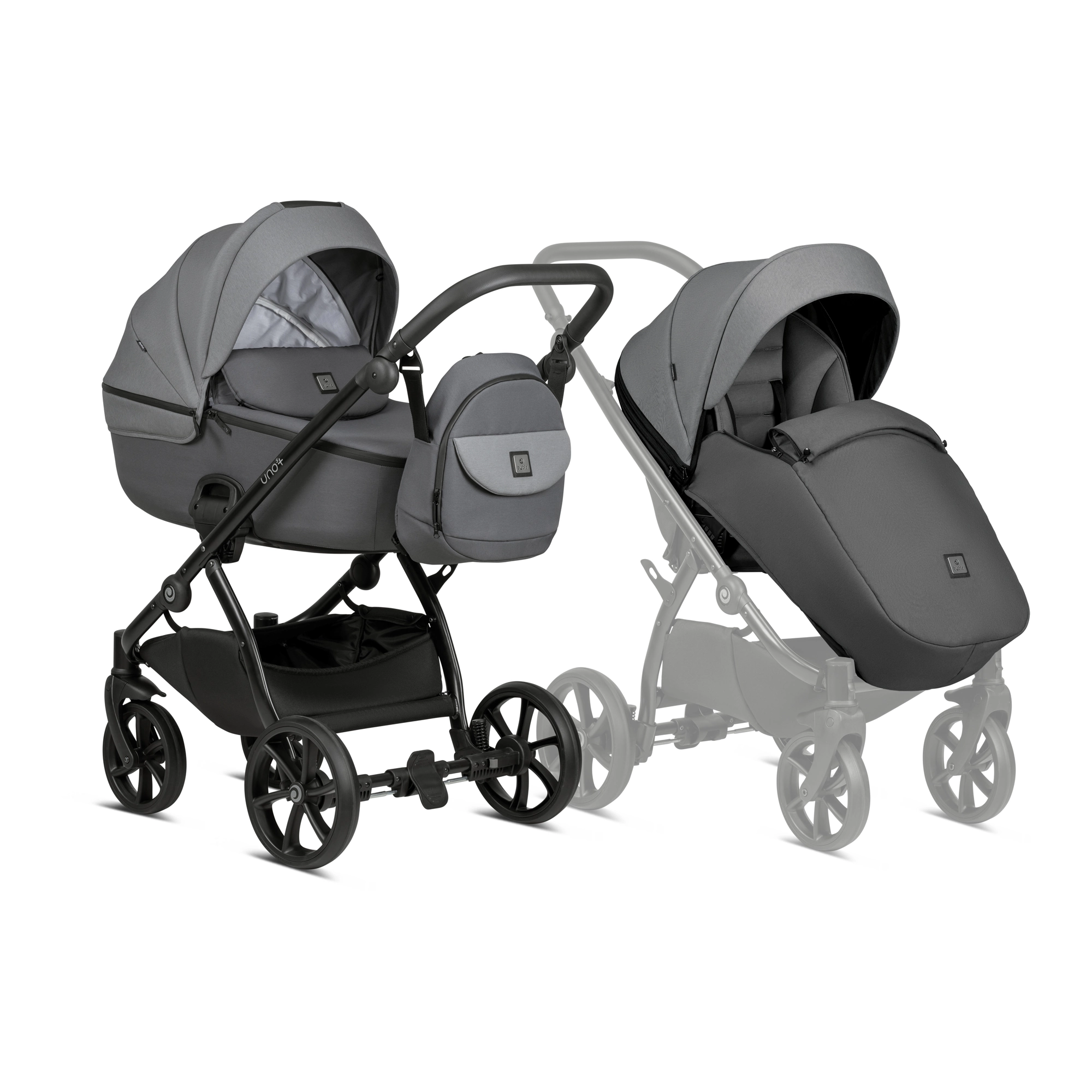 Bērnu rati 2in1 Uno 5 Plus Earth 022 Grey