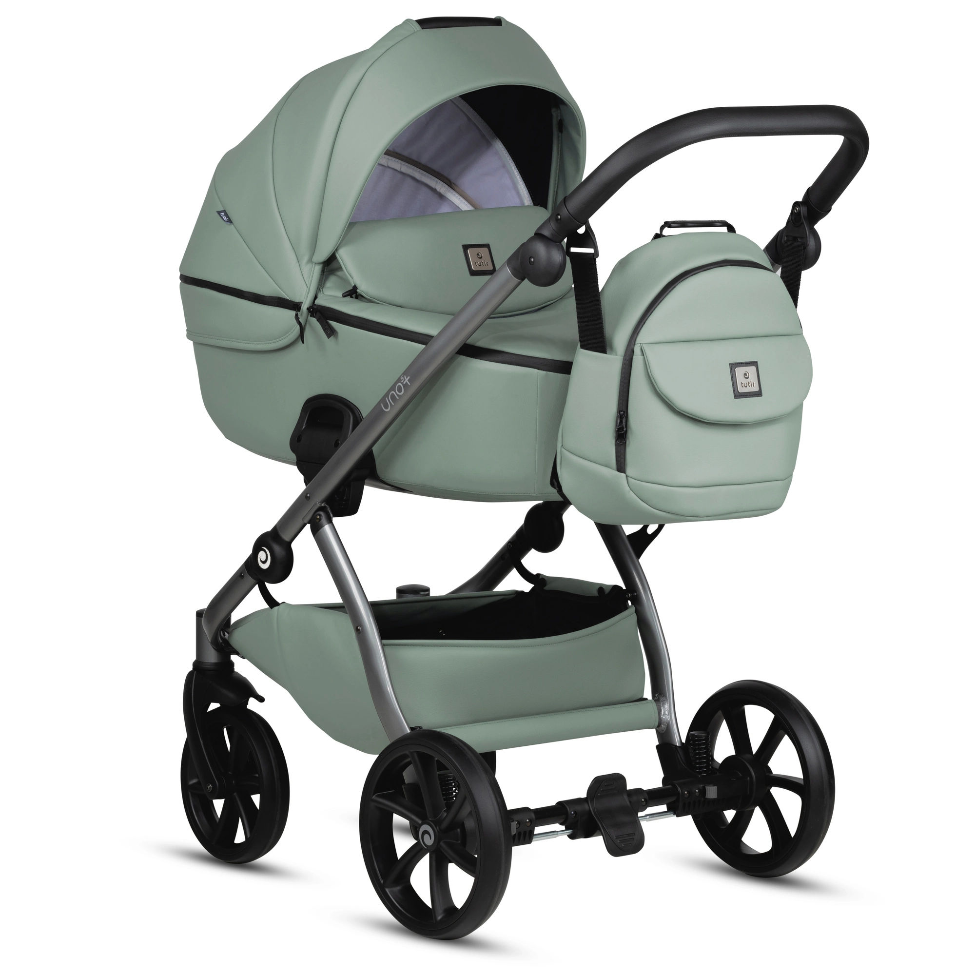 Bērnu rati 2in1 Uno 5 Plus Leather 039 Sage