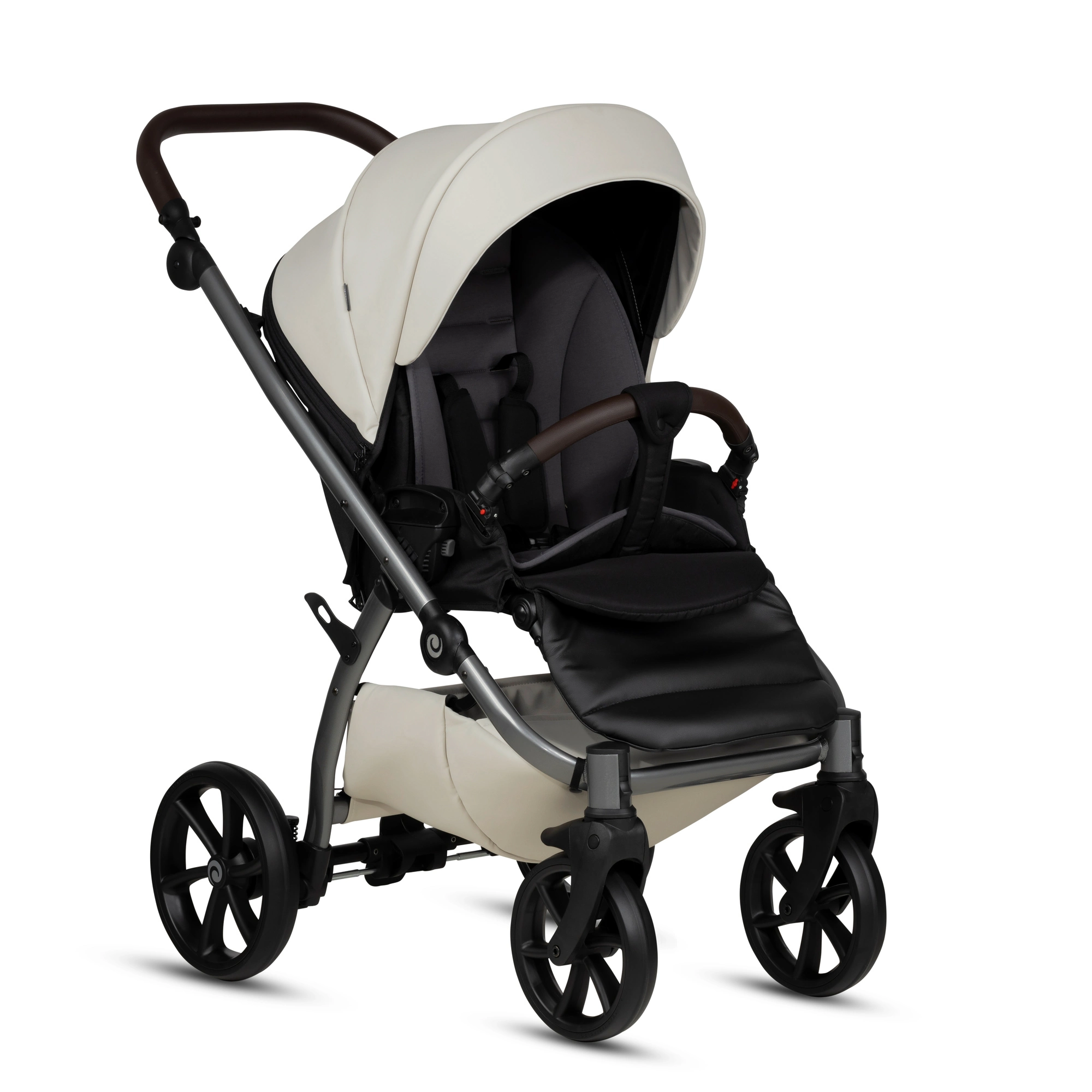 Bērnu rati 2in1 Uno 5 Plus Leather 168 Black Sesame