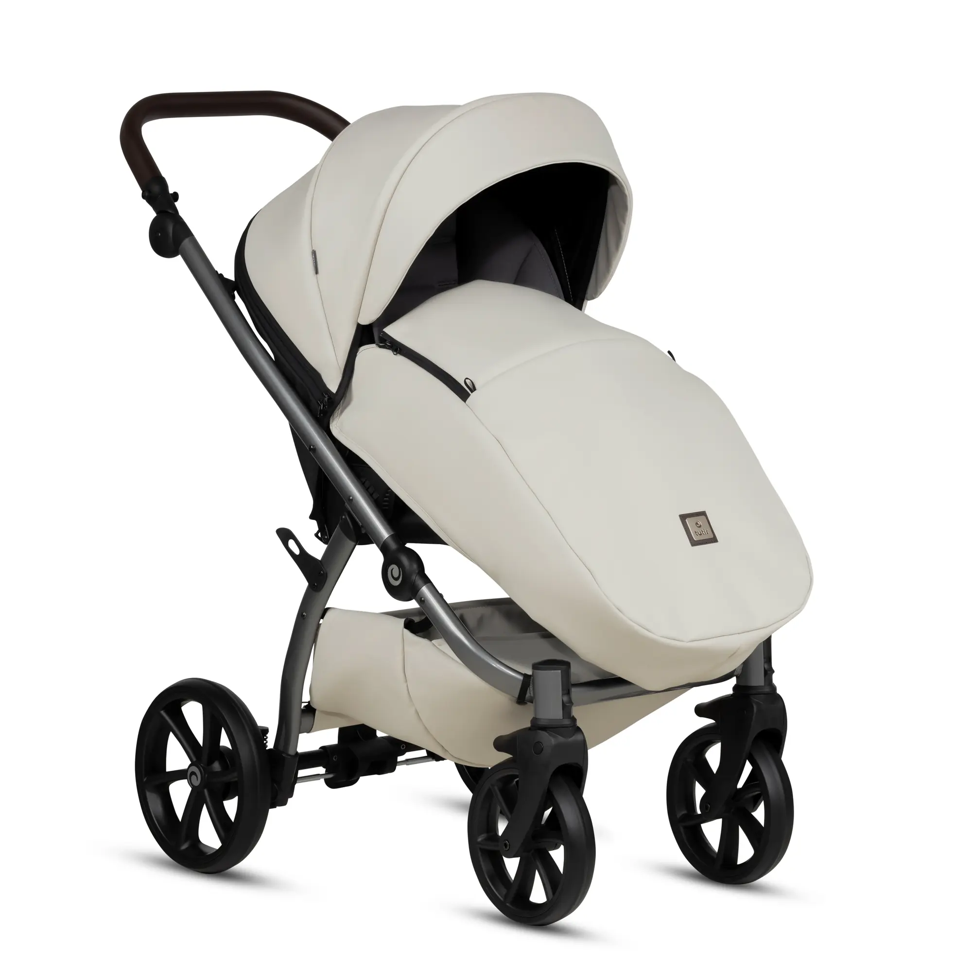 Bērnu rati 2in1 Uno 5 Plus Leather 168 Black Sesame