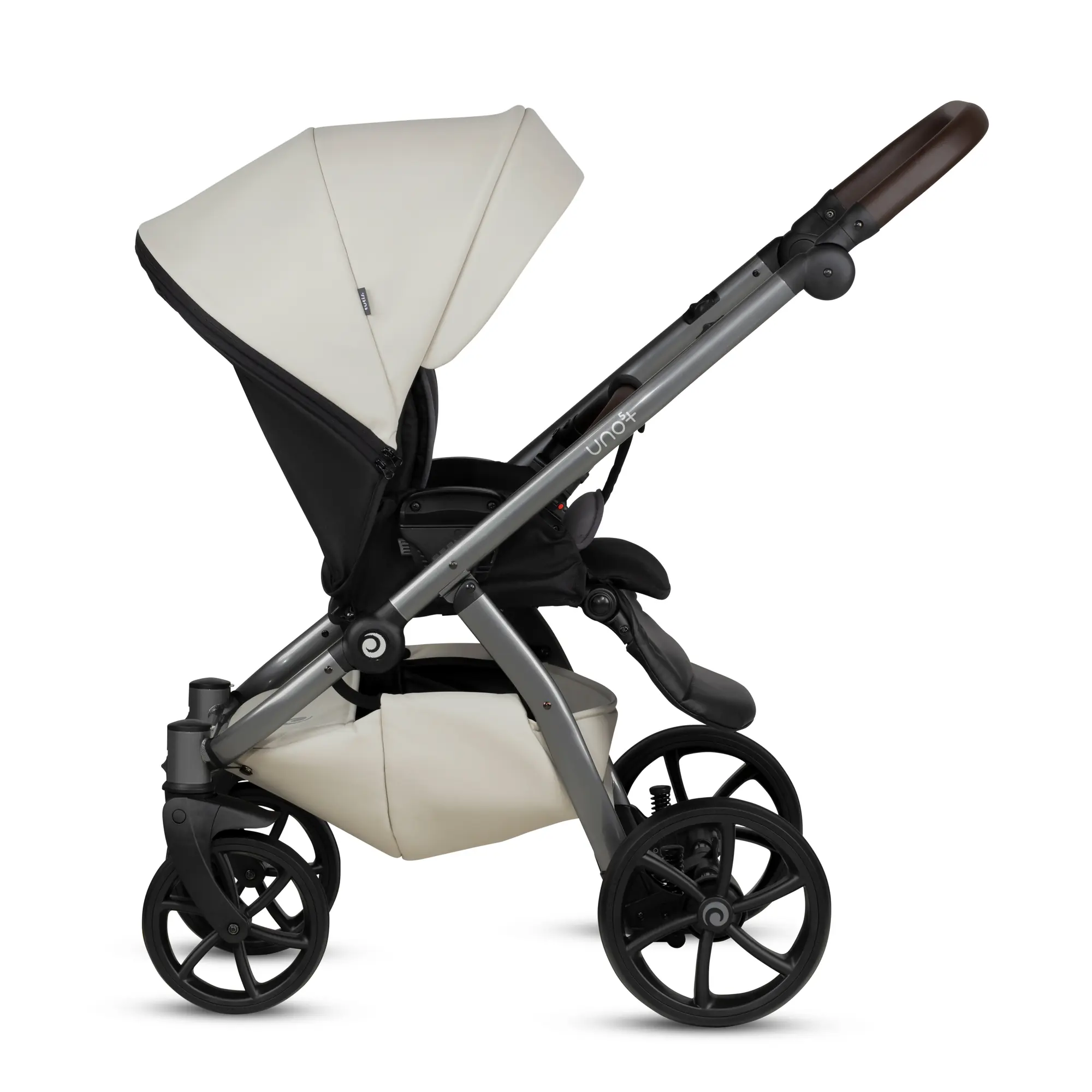 Bērnu rati 2in1 Uno 5 Plus Leather 168 Black Sesame