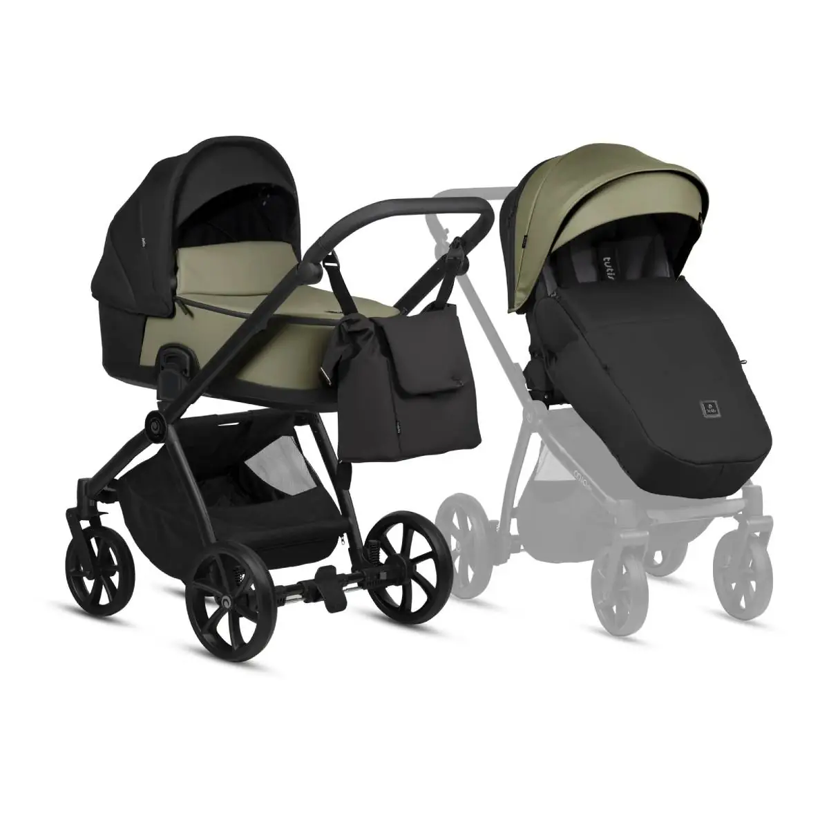 Bērnu rati 2in1 MIO 3 Plus LEATHER 025 Olive