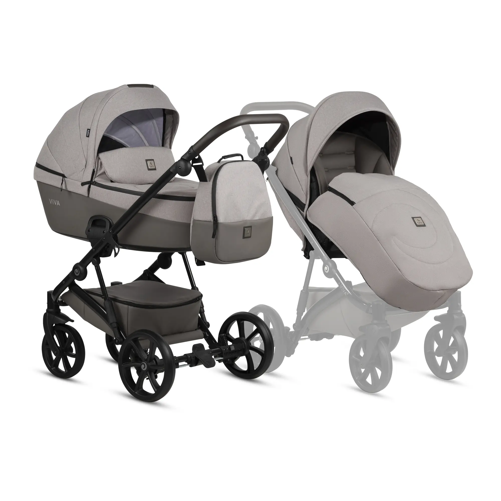 Bērnu rati 2in1 Viva 5 Plus 068 Warm Grey