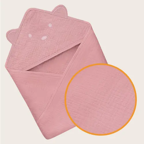 Muslīna dvielis ar kapuci, Lionelo pink baby