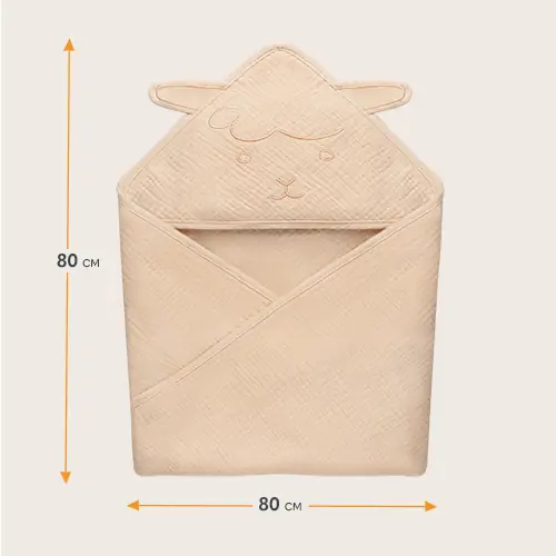 Muslīna dvielis ar kapuci, Lionelo beige cappuccino