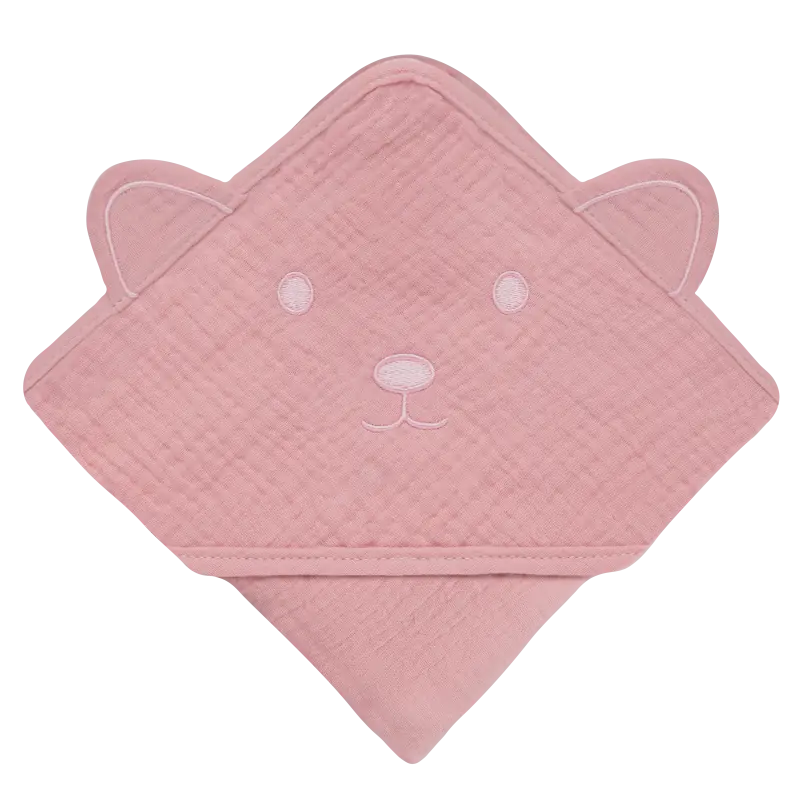Muslīna dvielis ar kapuci, Lionelo pink baby