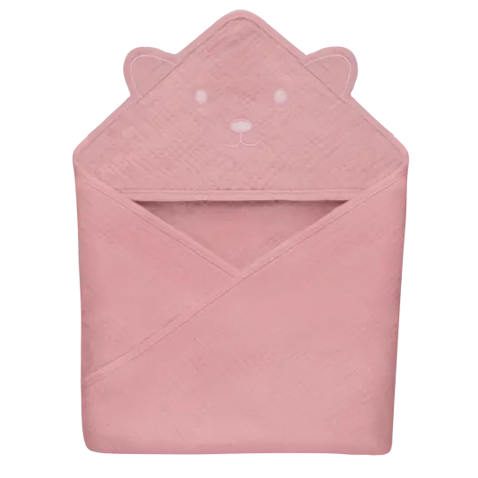 Muslīna dvielis ar kapuci, Lionelo pink baby